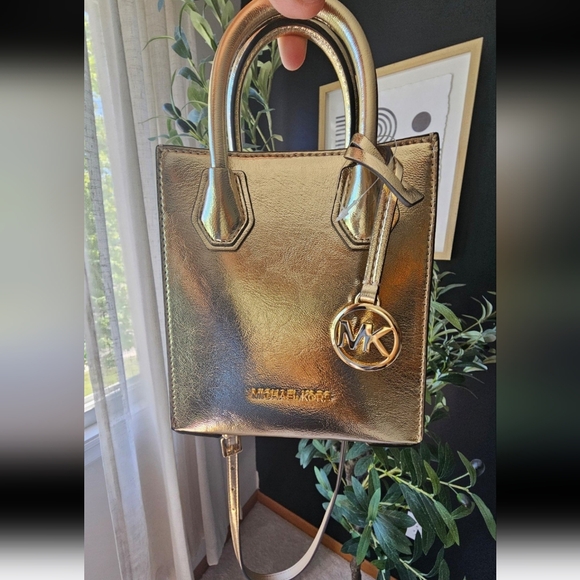 Michael Kors Handbags - Michael Kors Gold Metallic Tote with Structured Design